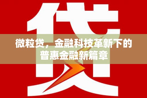 恭城微粒贷，金融科技革新下的普惠金融新篇章